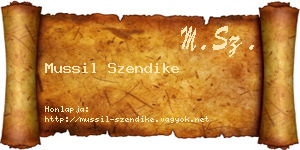 Mussil Szendike névjegykártya